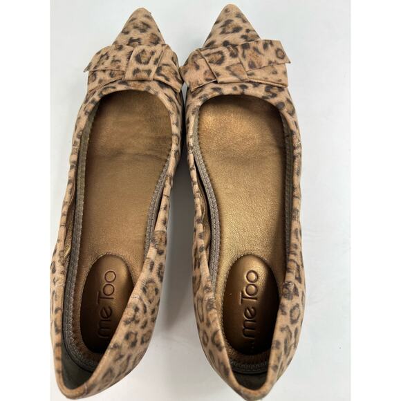 Me Too Paige Leather Leopard Pointy Toe Bow Flat Size 7M - Picture 8 of 9
